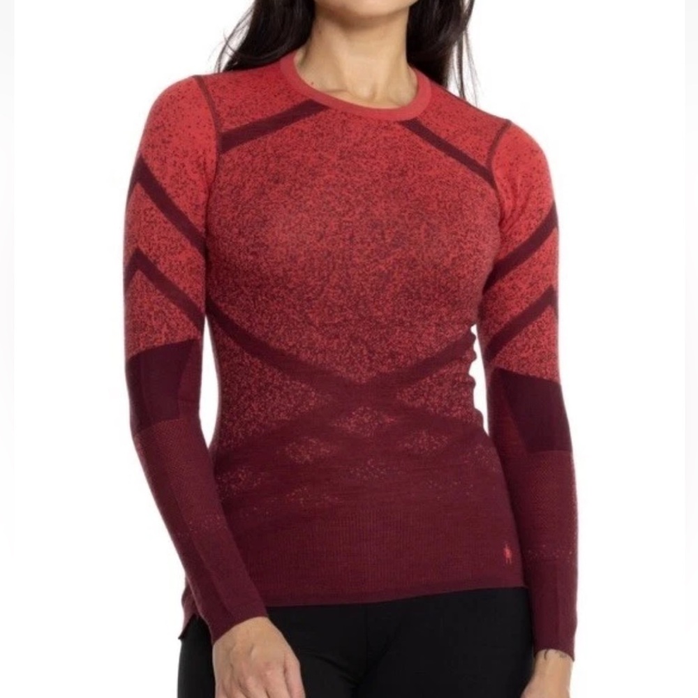 Smartwool Women’s Intraknit Active Merino Base Layer Top-BlackCherry-Small NEW